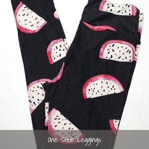 LuLaRoe OS Leggings Watermelons Black Pink NEW